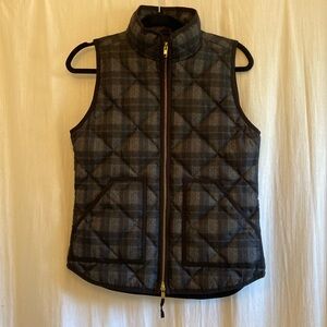 J. Crew Vest, worn once but in great condition! Black and gray plaid.